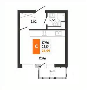 Студия квартира, на длительный срок, 27м2, 7/16 этаж