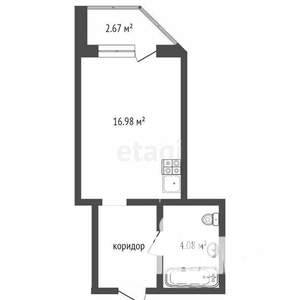 Студия квартира, на длительный срок, 30м2, 2/13 этаж