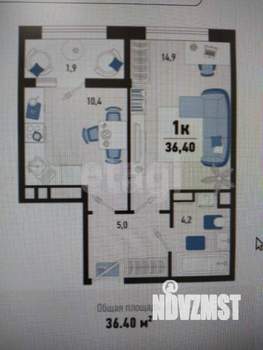 1-к квартира, на длительный срок, 36м2, 10/21 этаж