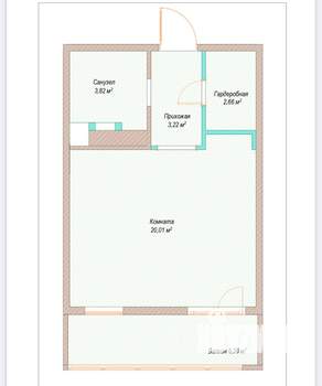 Студия квартира, на длительный срок, 37м2, 11/18 этаж