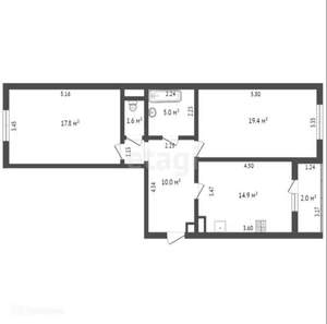 2-к квартира, на длительный срок, 72м2, 8/16 этаж