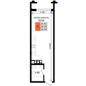 Студия квартира, вторичка, 30м2, 4/8 этаж