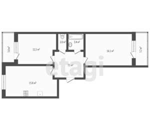 2-к квартира, сданный дом, 56м2, 22/24 этаж