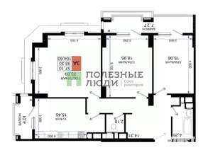3-к квартира, вторичка, 105м2, 7/17 этаж
