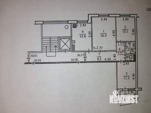 3-к квартира, вторичка, 62м2, 6/9 этаж