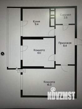 2-к квартира, сданный дом, 50м2, 6/23 этаж