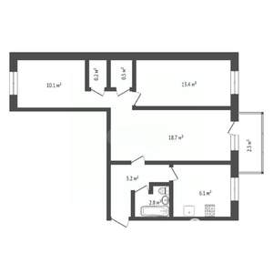 3-к квартира, вторичка, 43м2, 3/4 этаж