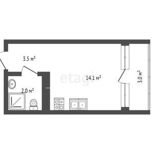 Студия квартира, вторичка, 20м2, 21/23 этаж
