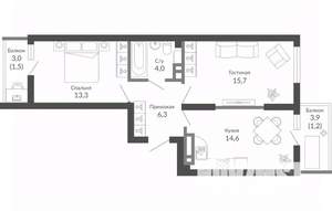 2-к квартира, вторичка, 57м2, 13/23 этаж