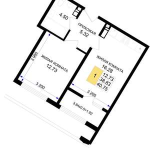 1-к квартира, вторичка, 41м2, 2/8 этаж
