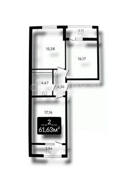 2-к квартира, вторичка, 62м2, 22/25 этаж