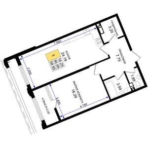 1-к квартира, вторичка, 59м2, 3/8 этаж