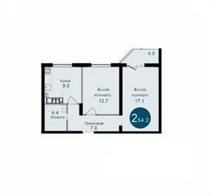 2-к квартира, вторичка, 54м2, 6/14 этаж