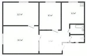 3-к квартира, вторичка, 50м2, 1/5 этаж