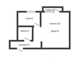 1-к квартира, вторичка, 31м2, 1/5 этаж