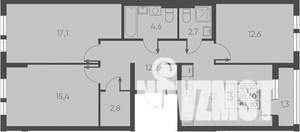 3-к квартира, вторичка, 84м2, 10/15 этаж