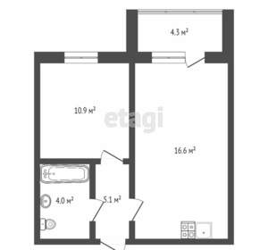1-к квартира, вторичка, 38м2, 17/25 этаж