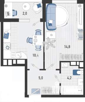 1-к квартира, вторичка, 34м2, 7/20 этаж
