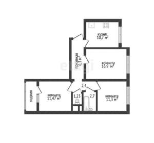 3-к квартира, вторичка, 63м2, 6/10 этаж