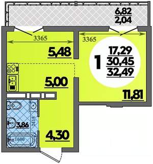 Студия квартира, строящийся дом, 32м2, 1/16 этаж