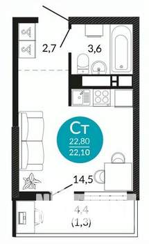 Студия квартира, сданный дом, 24м2, 23/23 этаж