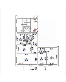 4-к квартира, вторичка, 75м2, 2/9 этаж