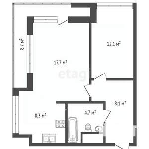 1-к квартира, вторичка, 60м2, 5/21 этаж