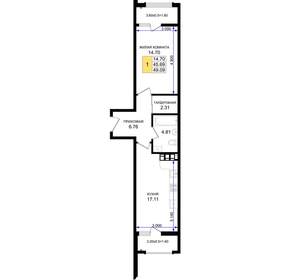 1-к квартира, вторичка, 49м2, 4/8 этаж
