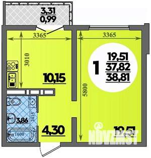 1-к квартира, вторичка, 39м2, 7/16 этаж