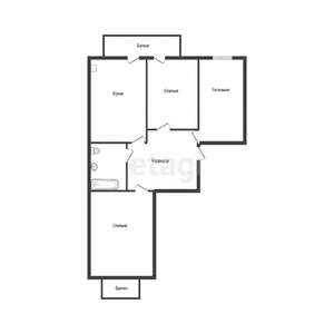 3-к квартира, вторичка, 75м2, 2/4 этаж