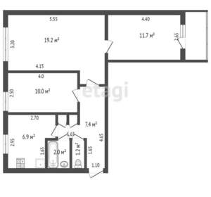3-к квартира, вторичка, 59м2, 9/9 этаж