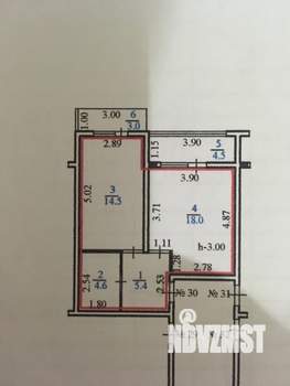 1-к квартира, вторичка, 50м2, 2/6 этаж