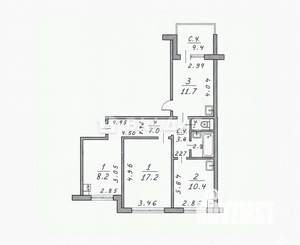 3-к квартира, вторичка, 66м2, 8/10 этаж
