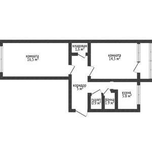 2-к квартира, вторичка, 47м2, 5/5 этаж