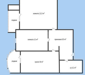 2-к квартира, вторичка, 62м2, 15/16 этаж