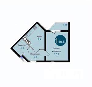 1-к квартира, вторичка, 41м2, 6/14 этаж
