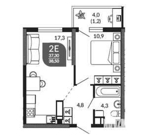 1-к квартира, вторичка, 37м2, 12/23 этаж