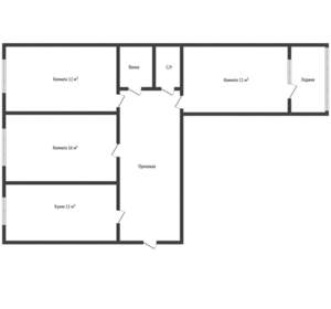 3-к квартира, вторичка, 66м2, 7/9 этаж