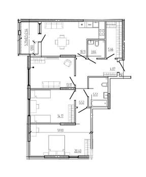 3-к квартира, вторичка, 93м2, 2/18 этаж