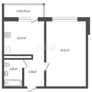1-к квартира, вторичка, 38м2, 12/16 этаж