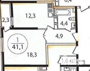 1-к квартира, вторичка, 41м2, 16/16 этаж