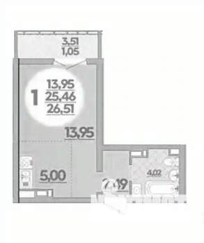 Студия квартира, вторичка, 27м2, 16/16 этаж