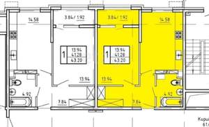 1-к квартира, вторичка, 43м2, 13/24 этаж