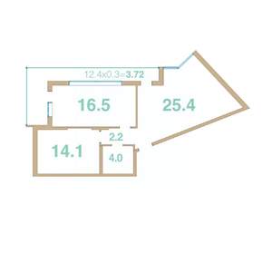 2-к квартира, вторичка, 66м2, 6/8 этаж