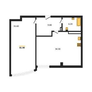 1-к квартира, вторичка, 82м2, 5/8 этаж