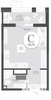 Студия квартира, вторичка, 26м2, 4/9 этаж