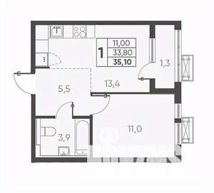1-к квартира, вторичка, 35м2, 21/24 этаж
