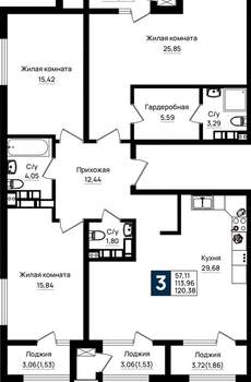3-к квартира, вторичка, 120м2, 18/18 этаж