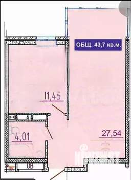 1-к квартира, вторичка, 44м2, 8/21 этаж
