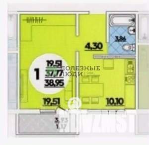 1-к квартира, вторичка, 39м2, 16/16 этаж